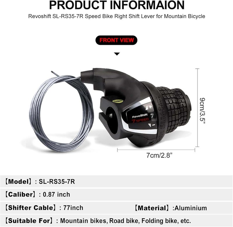 RainFlowwer Revoshift MTB Bike Bicycle Right Shift Lever, SL-RS35 6/7 Speed Bicycle Twist Grip Gear, Bike Handle Shifter for Mountain Bicycle - Image 5